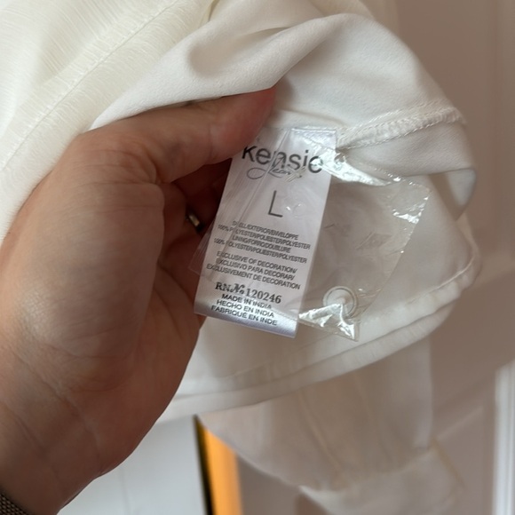 ✨ Kensie White & Black Long Sleeve Blouse Large ✨ - Picture 3 of 5